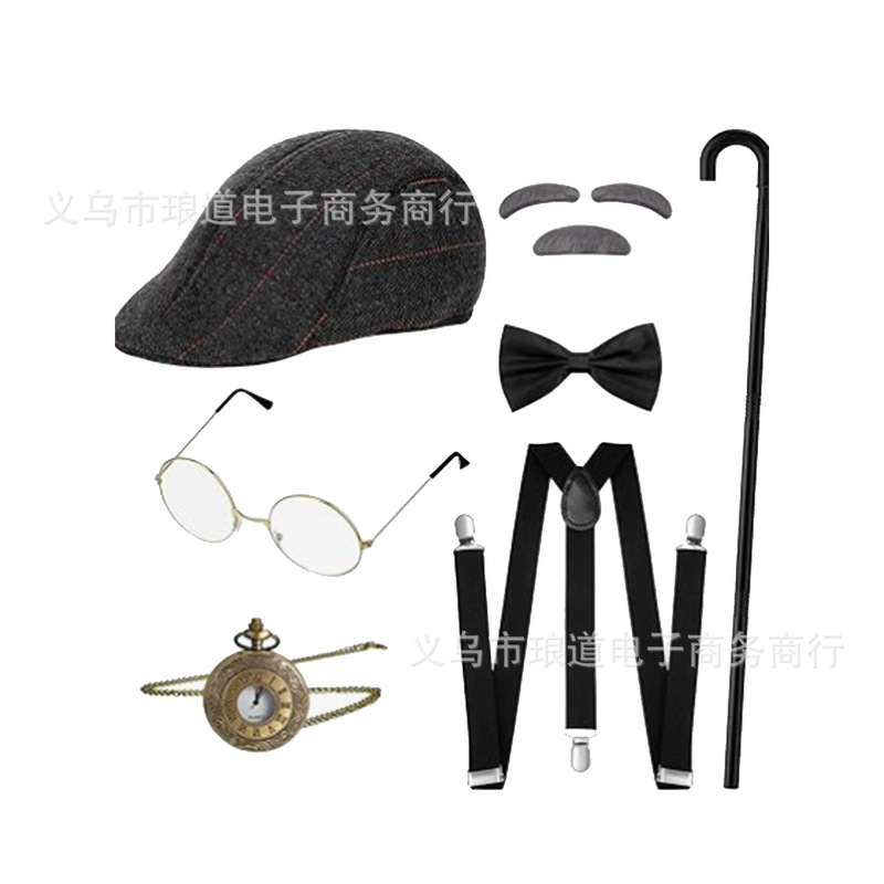 100Th Day of School, Grandpa and Grandma Dress up Accessories, 1920S Prom Party Accessories, Woolen Hat Set 100Th Day of School, Grandpa and Grandma Dress up Accessories, 1920S Prom Party Accessories, Woolen Hat Set