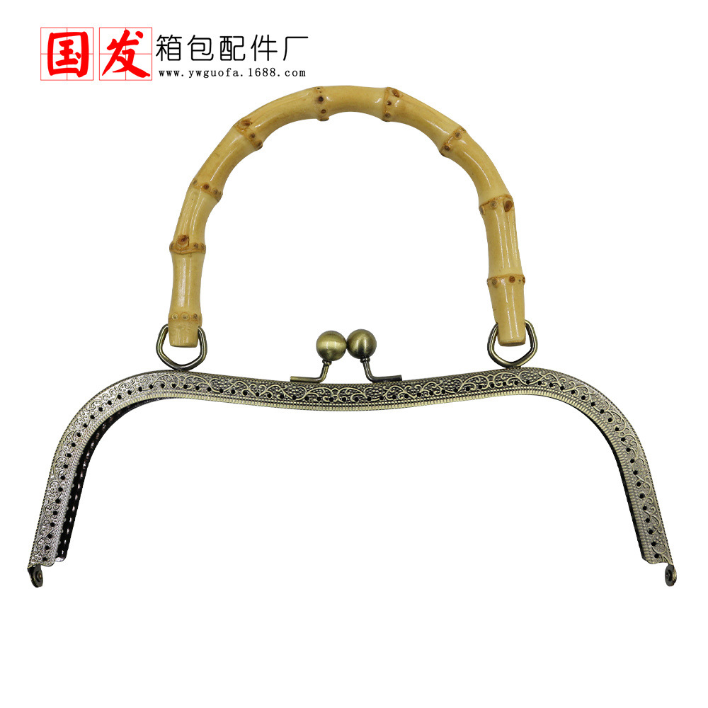 27CM cintura cóncava en forma de M mango de bambú real boca estenopeica dorada bambú natural mano mano mano mano boca bronce dorado