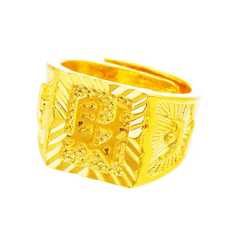 黄銅の金メッキの福の金儲けの指輪の男性の多種類の車の花は宝の蛇口の関公の戒子の金メッキの指輪を招きます。