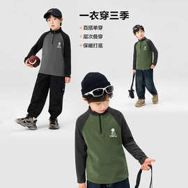 天才鲸 男童冬季打底衫儿童内搭半高领打底衣中小童保暖长袖上衣