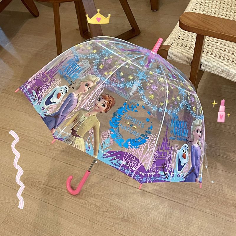 現物卸売りins韓国風格子子供は防風傘の赤ちゃんを厚くしてかわいい街で透明傘を撮る|undefined