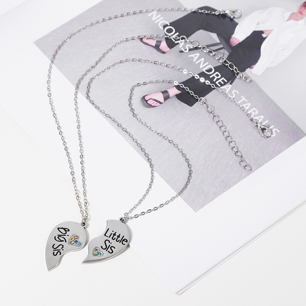 Simple Style Heart Shape Stainless Steel Enamel Necklace 1 Set