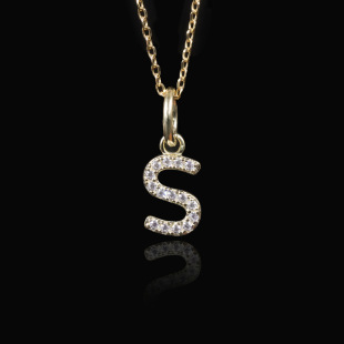 Japanese and Korean 26 Letter Clavicle Chain Gold English Letter S Necklace s925 Sterling Silver Set Moissanite Pendant Compact