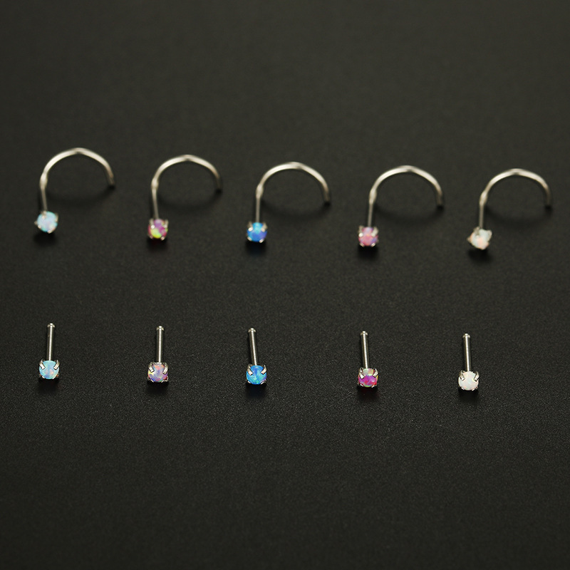 Casual Geometric Stainless Steel Inlay Zircon Nose Studs display picture 1