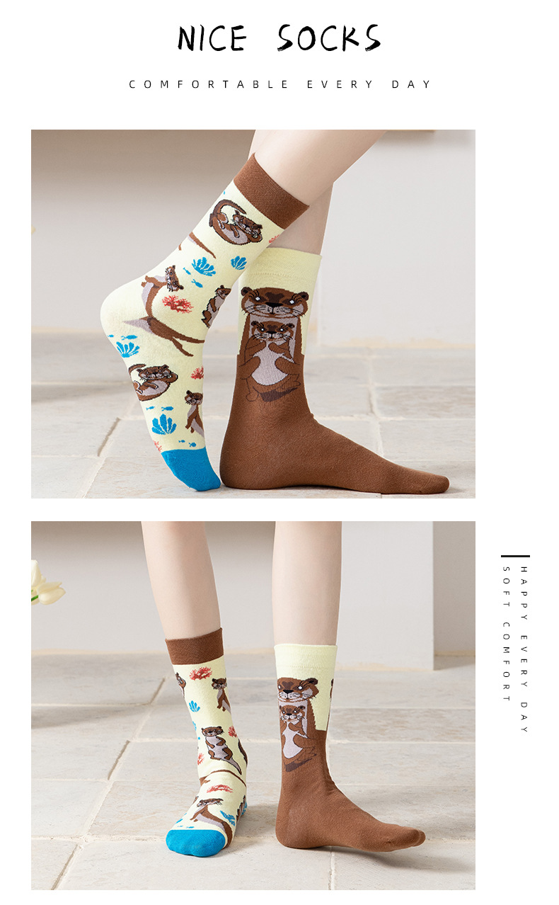 780g Weight Sock Classification 1 Set Quantity Daily Occasion Sweatproof Function Cartoon Pattern All Seasons Season Unisex Gender Cotton Fabric Fashion Style Unisex Fashion Cartoon Cotton Crew Socks 1 Set 9