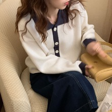 polo领针织开衫外套女2023春秋冬新款设计感小众洋气上衣外搭毛衣