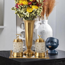 客厅家居摆件工艺品四件套电镀拉丝轻奢家居装饰品金属摆件