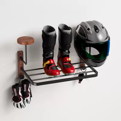 Leather Clothing Equipment Rack — Motosiklet dəbilqə rəfləri