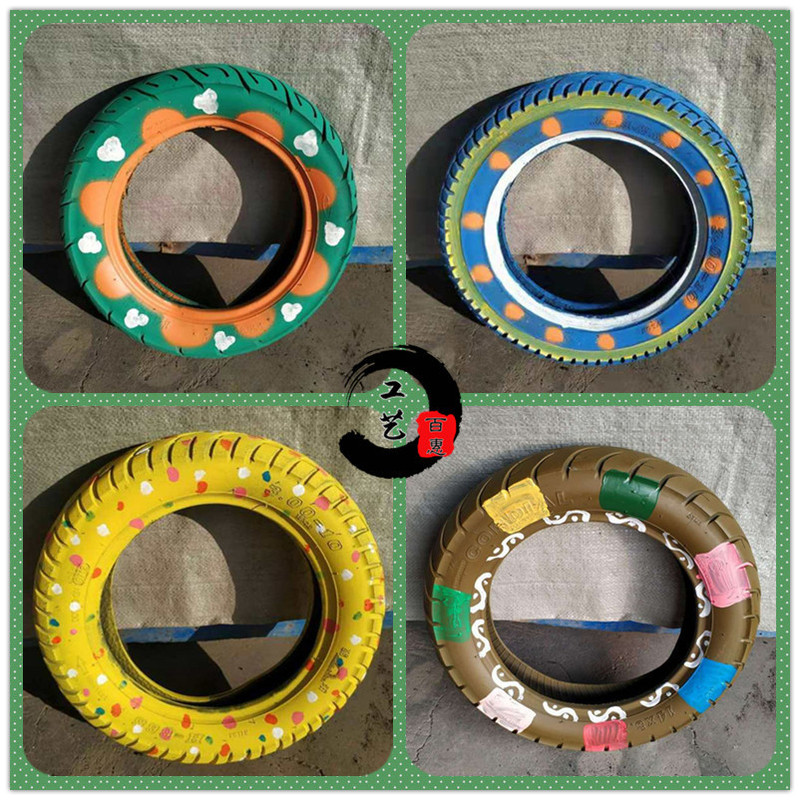 Creative Children's Craft Tire Crafts Painted Art Waste Modeling Kindergarten Renovation Graffiti Old Flower Pots
