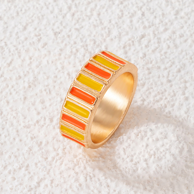 fashion color drip oil letter star ring rainbow heart single ring