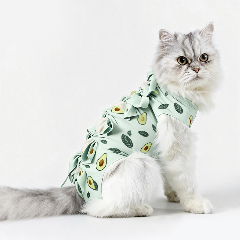 Ropa de esterilización para mascotas, ropa de recuperación de una pieza con lazo para sujetar, vendaje anti-lamido para gatos después de cirugía de esterilización, ropa de esterilización transpirable y elástica. image 12
