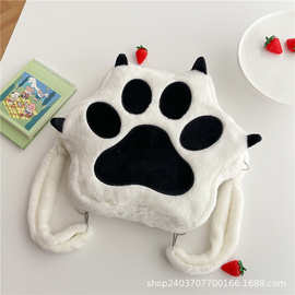 呆萌熊猫毛绒双肩包卡通校园生日礼物女生背包少女jk洛丽塔玩偶包