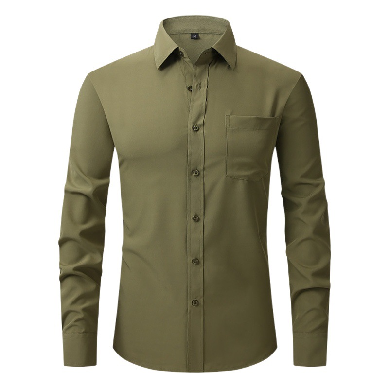 Tamaño de Amazon EE. UU. camisa elástica de cuatro lados camisa de manga larga casual de negocios superior de los hombres camisa formal profesional de los hombres