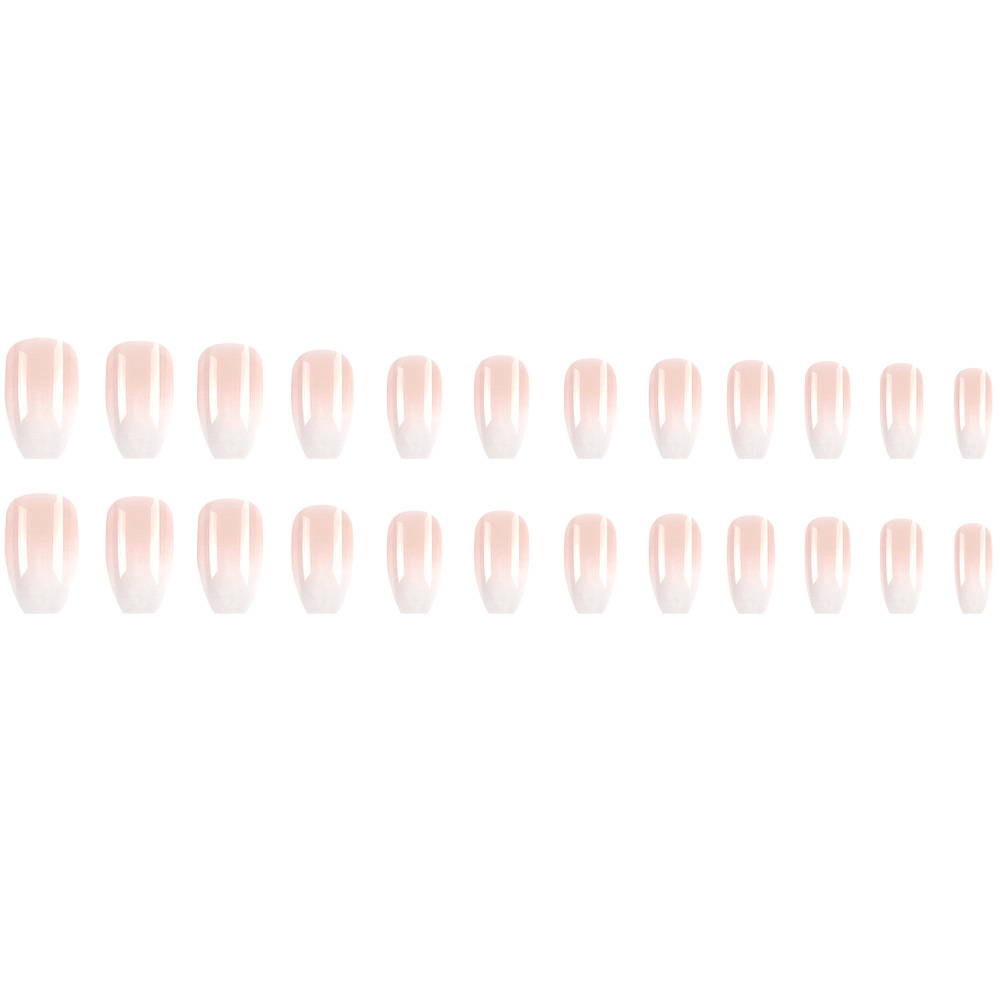 Comercio exterior desnudo color rosa blanco gradiente de manicura simple temperamento suave viento desgaste de uñas 24 piezas de parche de uñas