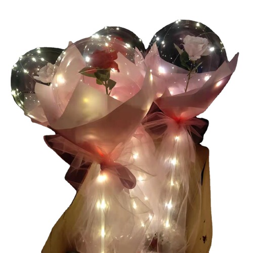 Internet celebrity bobo ball rose with light, glowing fire, confession gift, balloon flower material package, floor push stall