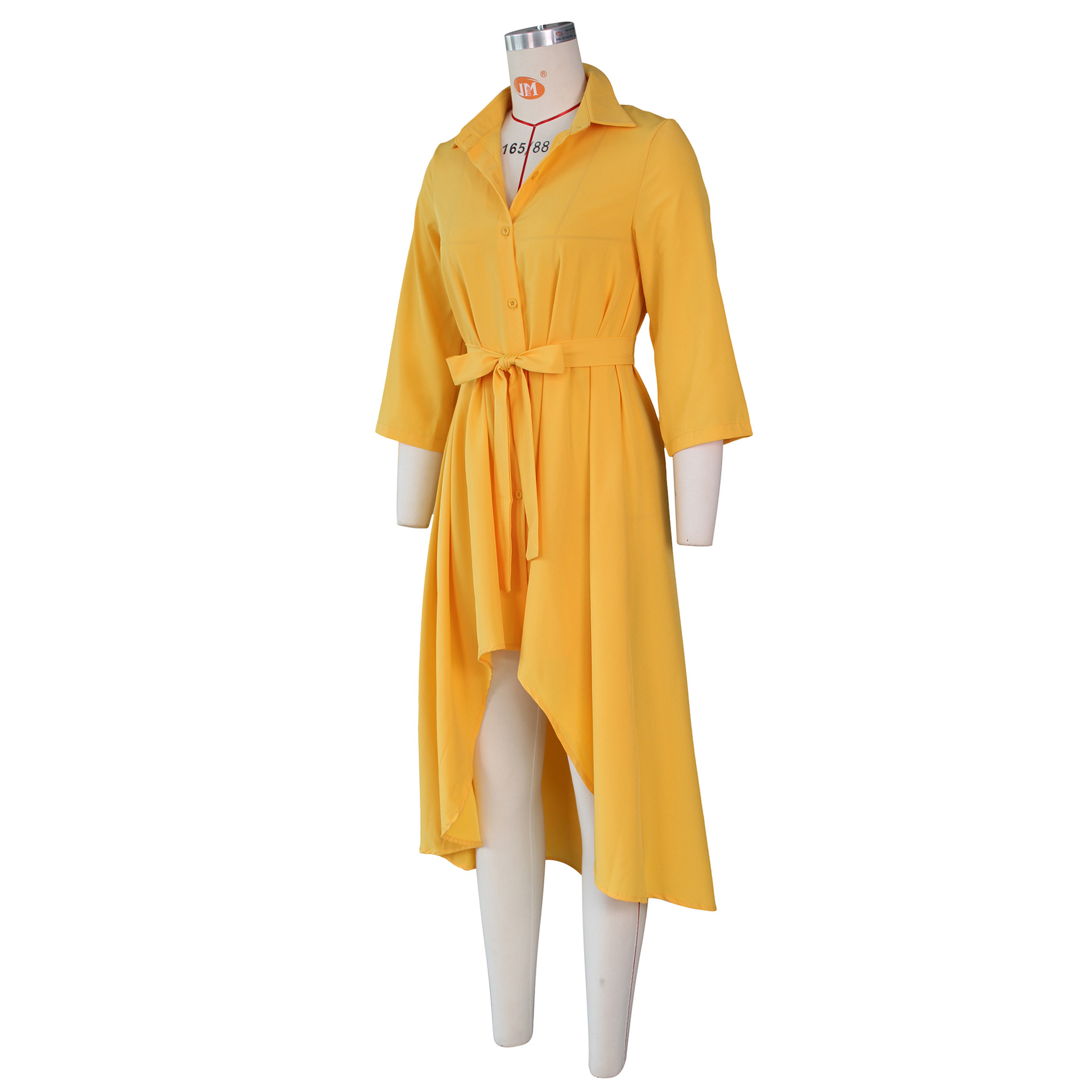 Autumn Winter Irregular Asymmetric Half Sleeve Long Shirt Dress