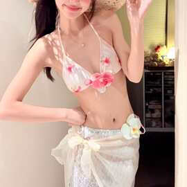 2026年比基尼 新款现货泳衣女分体 三角杯系绳式泳装bikini现货