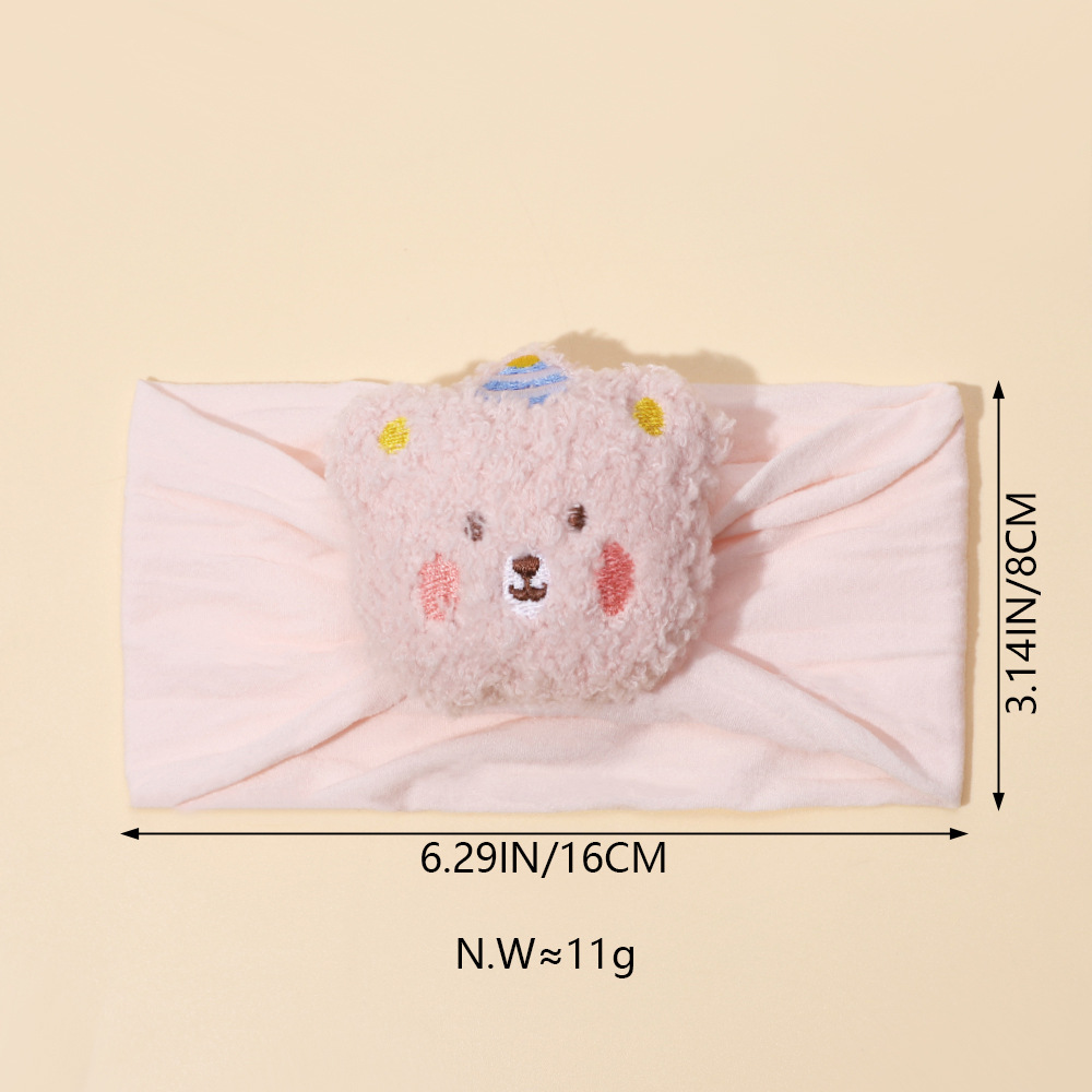 Fascia per capelli larga per bambini autunno e inverno transfrontaliera Fascia elastica per capelli europea e americana con fiocco in nylon e orso Accessori per fascia per capelli per bambini all'ingrosso_voghion.com