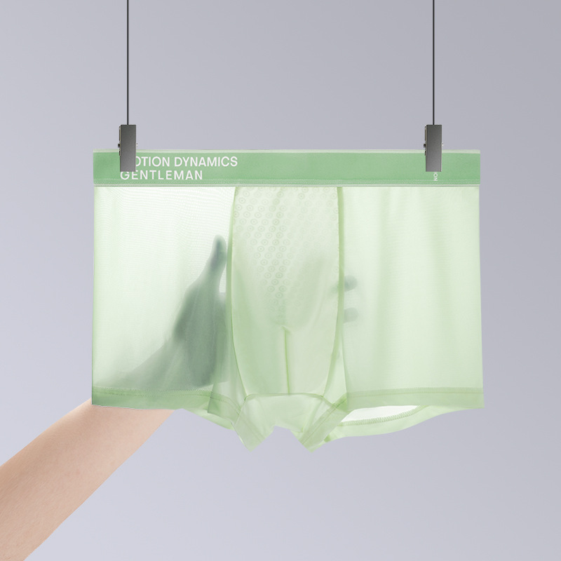 Nuevos calzoncillos de seda de hielo de hombre transpirables, calzoncillos antibacterianos de color sólido, calzoncillos delgados y delgados para hombres en stock al por mayor