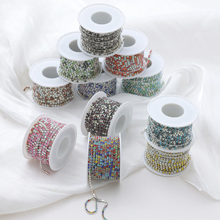 Electroplated Mixed Color Dense Rhinestone Claw Chain Silver Base Dense Claw Colorful Diamond Chain DIY Chain Grab Chain Decoration Accessories