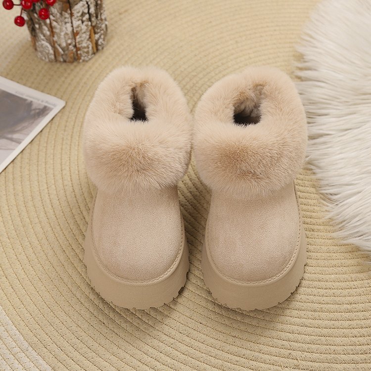 A new winter slip-on snow boots women's shoes plush one cotton shoes plus velvet thickened_voghion.com