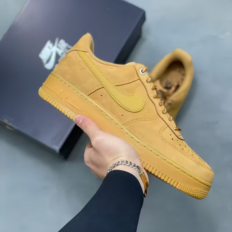 Cross-Border Putian Shoes Air Force One First-Layer Leather Pure White Wheat Black Warrior Men's and Women's Style Height-Increasing Sports Casual Shoes Cross-Border Putian Shoes Air Force One First-Layer Leather Pure White Wheat Black Warrior Men's and Women's Style Height-Increasing Sports Casual Shoes