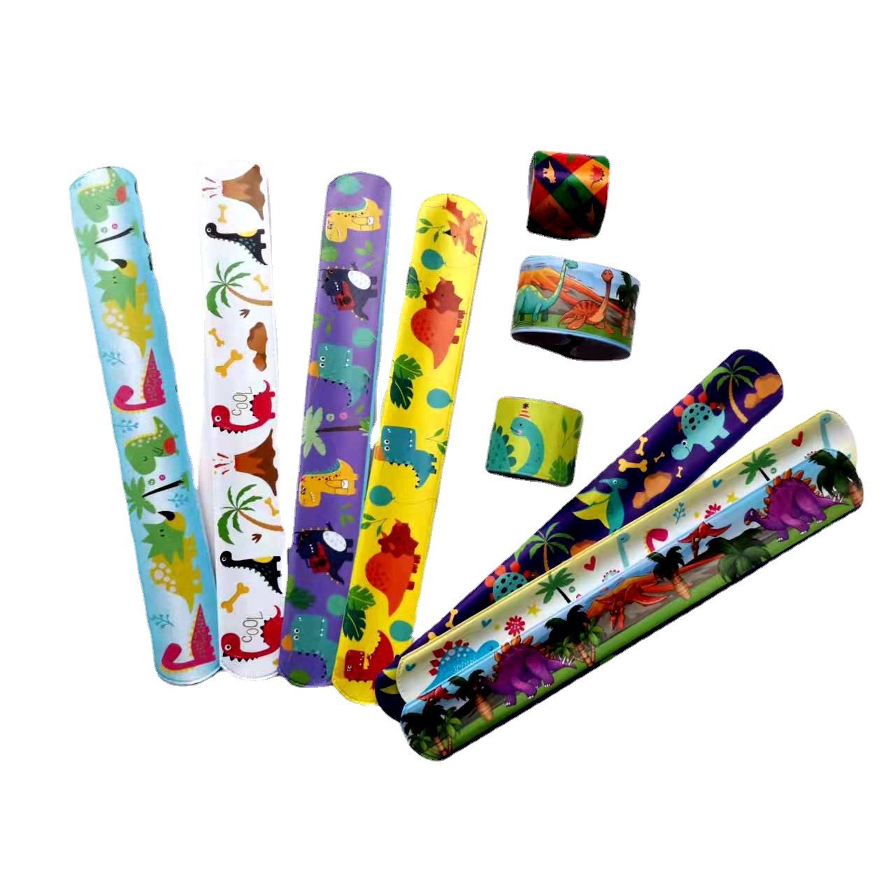 Dinosaurio creativo tema pop anillo PVC niños pulsera pop anillo fiesta decoración pulsera