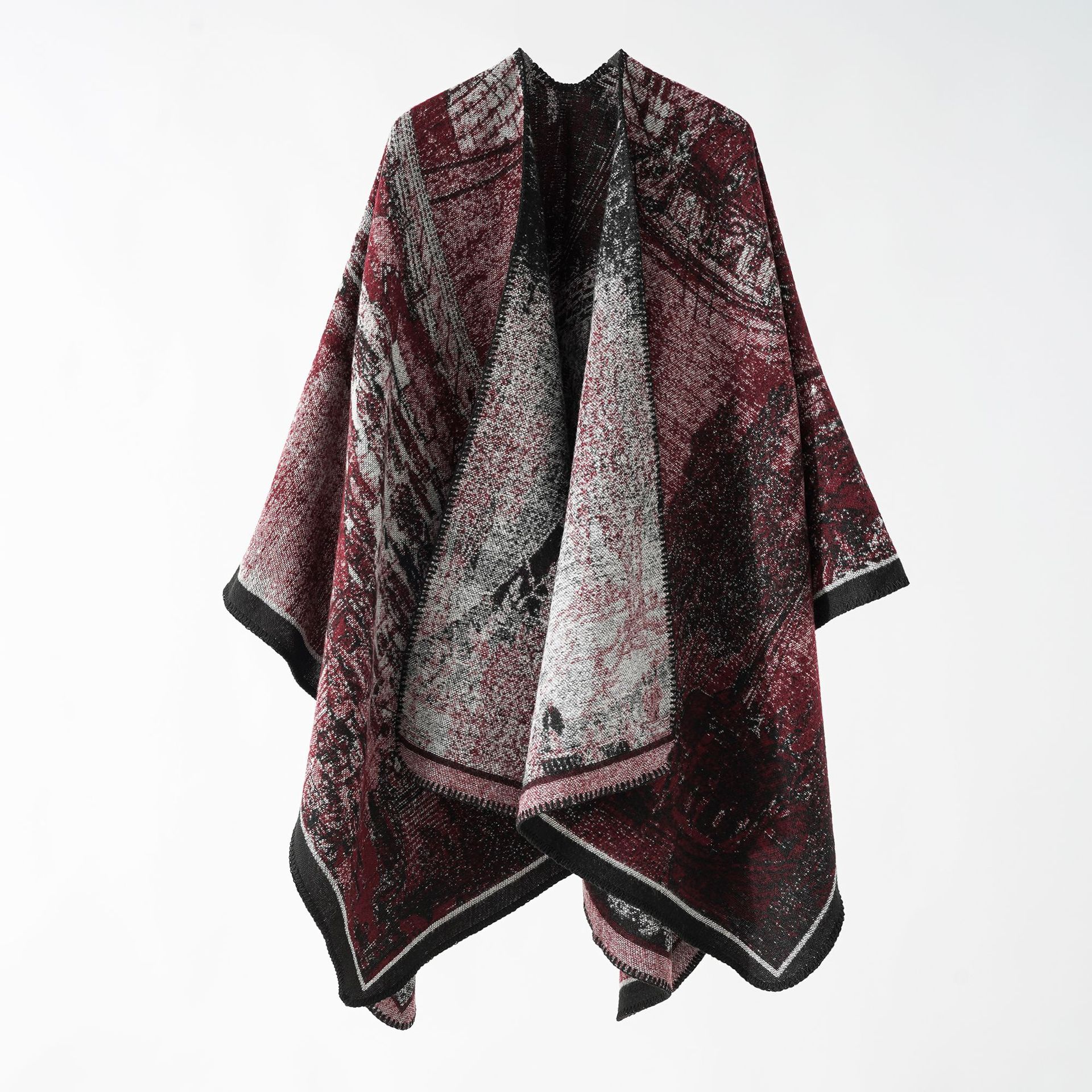 【Escena junto al río Qingming】Artículo de moda de las transmisiones en vivo de Douyin, nueva capa de estilo étnico para hombres y mujeres, chal grueso.