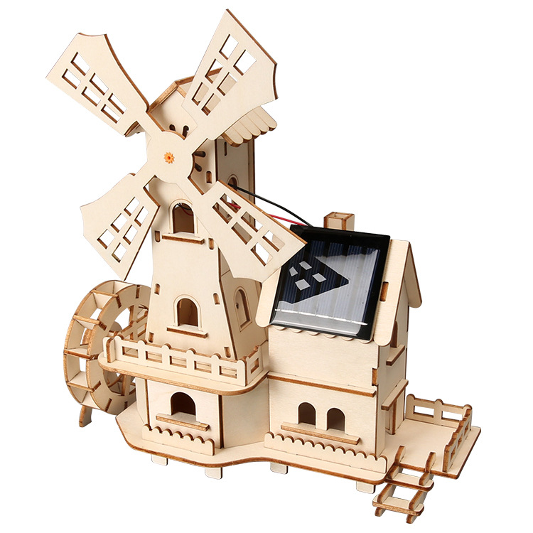 Casa solar Holanda gran molino de viento paquete de material científico tecnología de bricolaje pequeña producción steam material didáctico juguetes para niños