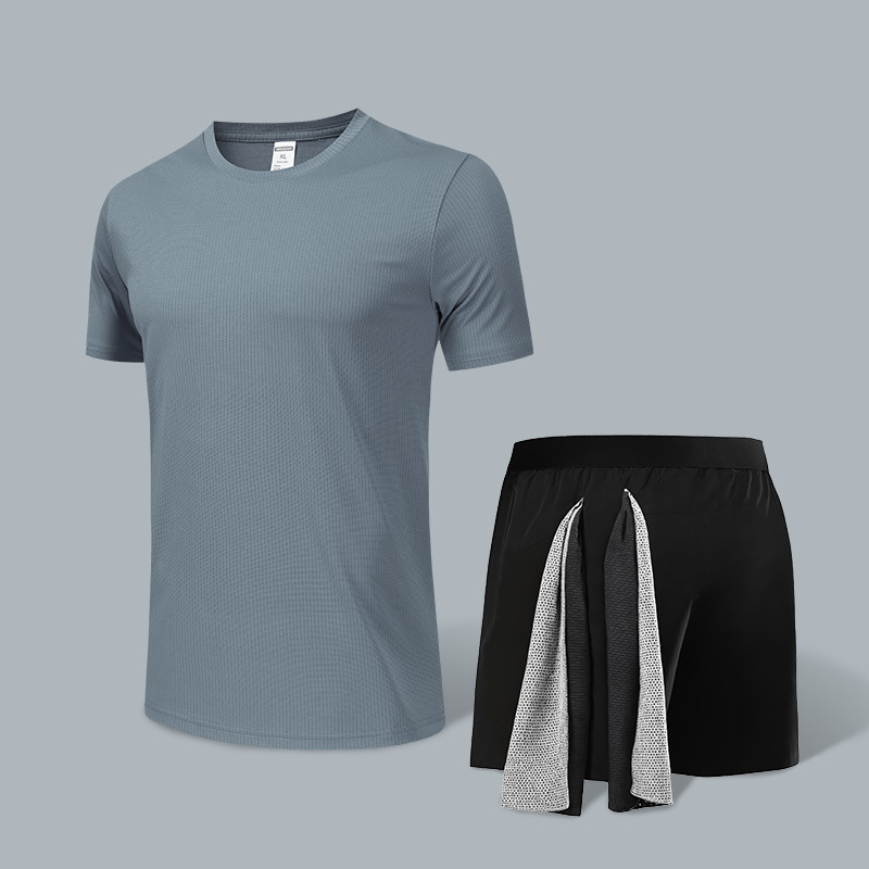 Verano transfronterizo Amazon al aire libre suelto color sólido traje de talla grande deportes y ocio cuello redondo pantalones cortos de manga corta traje de dos piezas