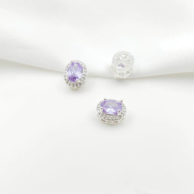 Double-Row Pearl Bracelet Beading Material – Zərgərlik ara hissələri - style-13-purple-zirconium-9511mm-pure-silver