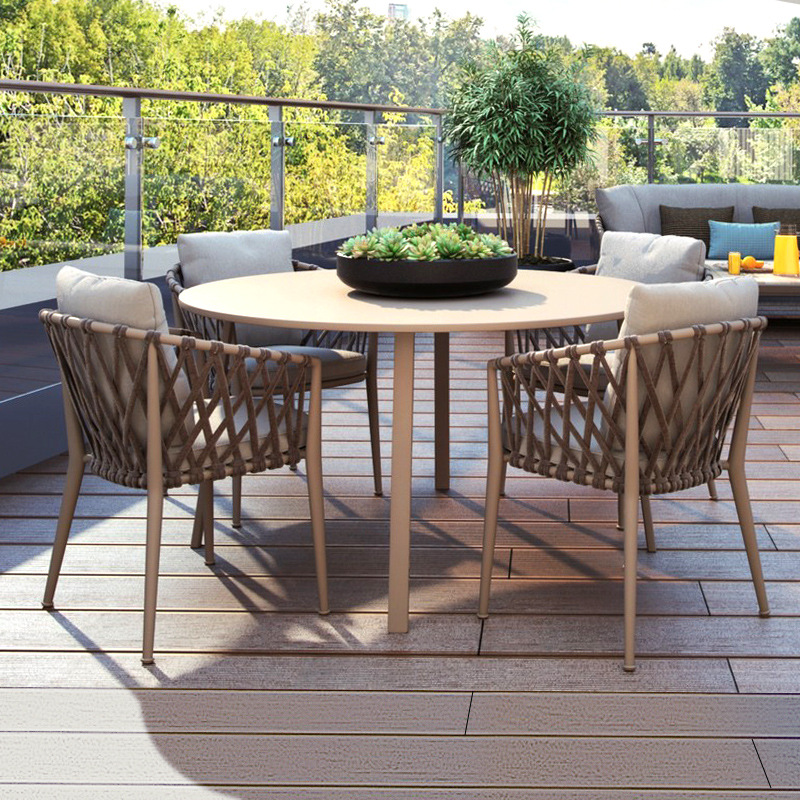 Mesas y sillas para patio exterior, mesa de comedor para cafetería de jardín al aire libre, juego de sillas de mimbre para exteriores para alojamiento familiar. image 3