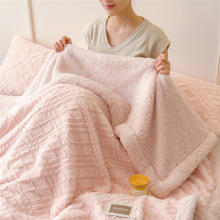 秋冬新款高克重加厚兔毛绒毛毯斜纹双层毛毯可供跨境毯子特价