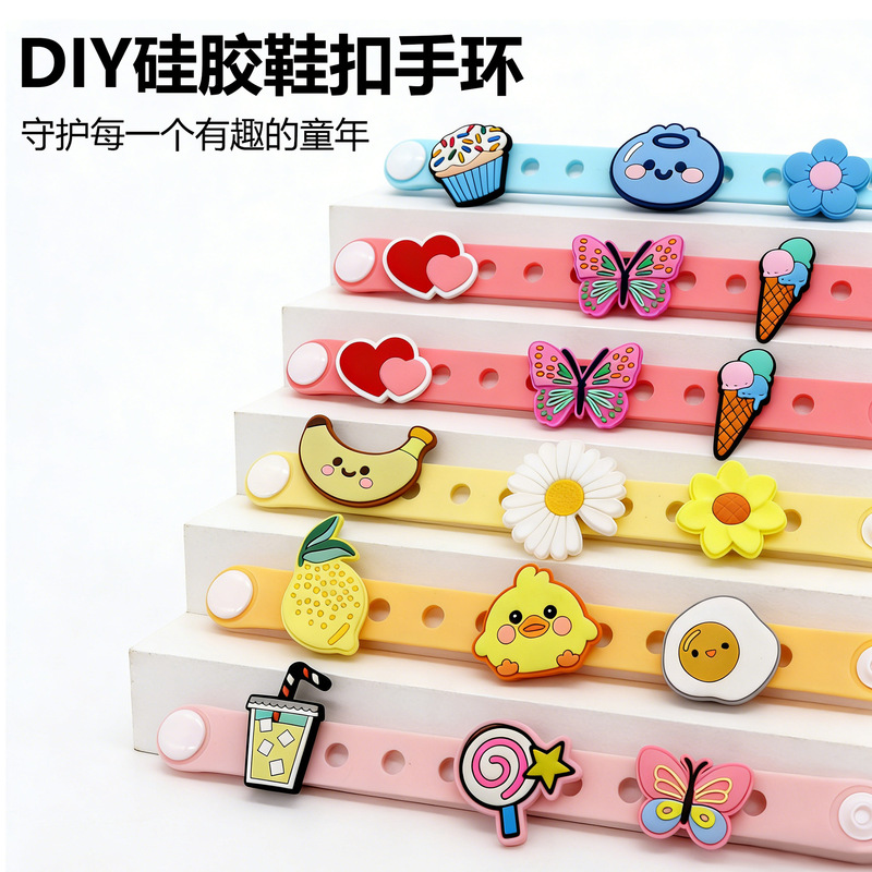 2025 New Style Fruit-Themed Clogs with Fun DIY Silicone Wristbands, Adjustable Sports Bracelets 2025 New Style Fruit-Themed Clogs with Fun DIY Silicone Wristbands, Adjustable Sports Bracelets