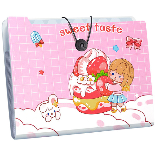 Huajie factory wholesale cartoon multi-layer classification accordion bag A4 large capacity student test paper storage plastic folder
