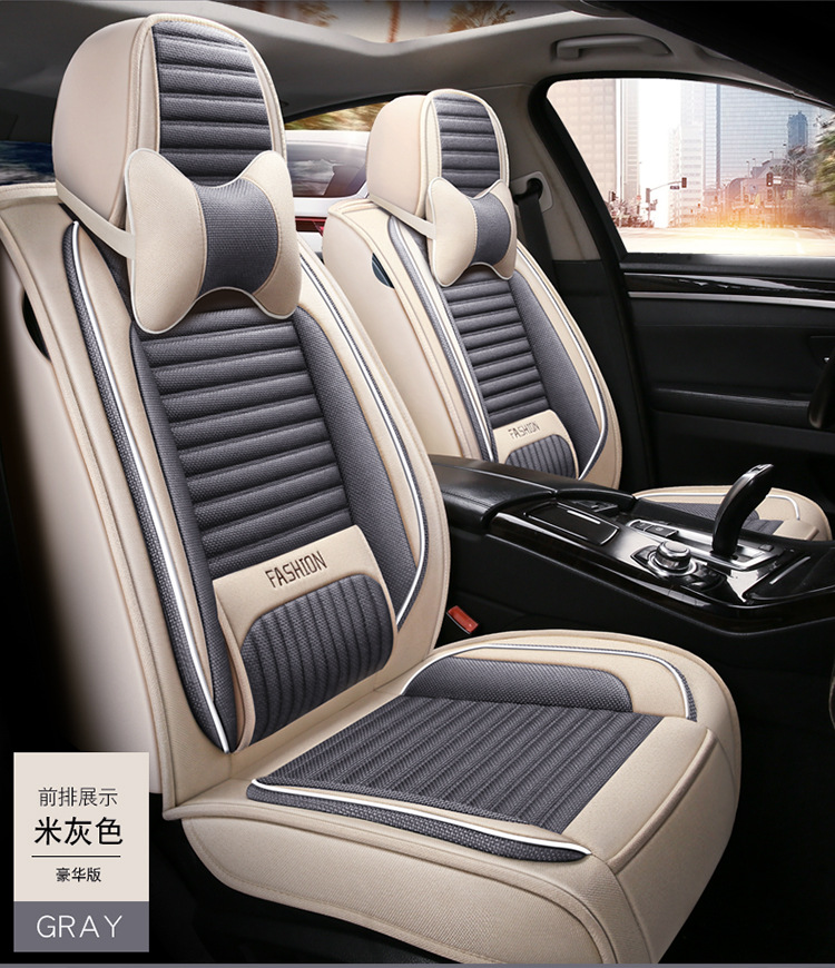Factory Direct Sales Breathable Linen All-Season Wear-Resistant and Dirt-Resistant Fully Enclosed Car Seat Cushion Car Seat Cover
