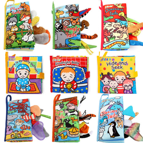 Jollybaby tail cloth book animal baby toy three-dimensional early education book cognitive three-dimensional cloth book early education toy