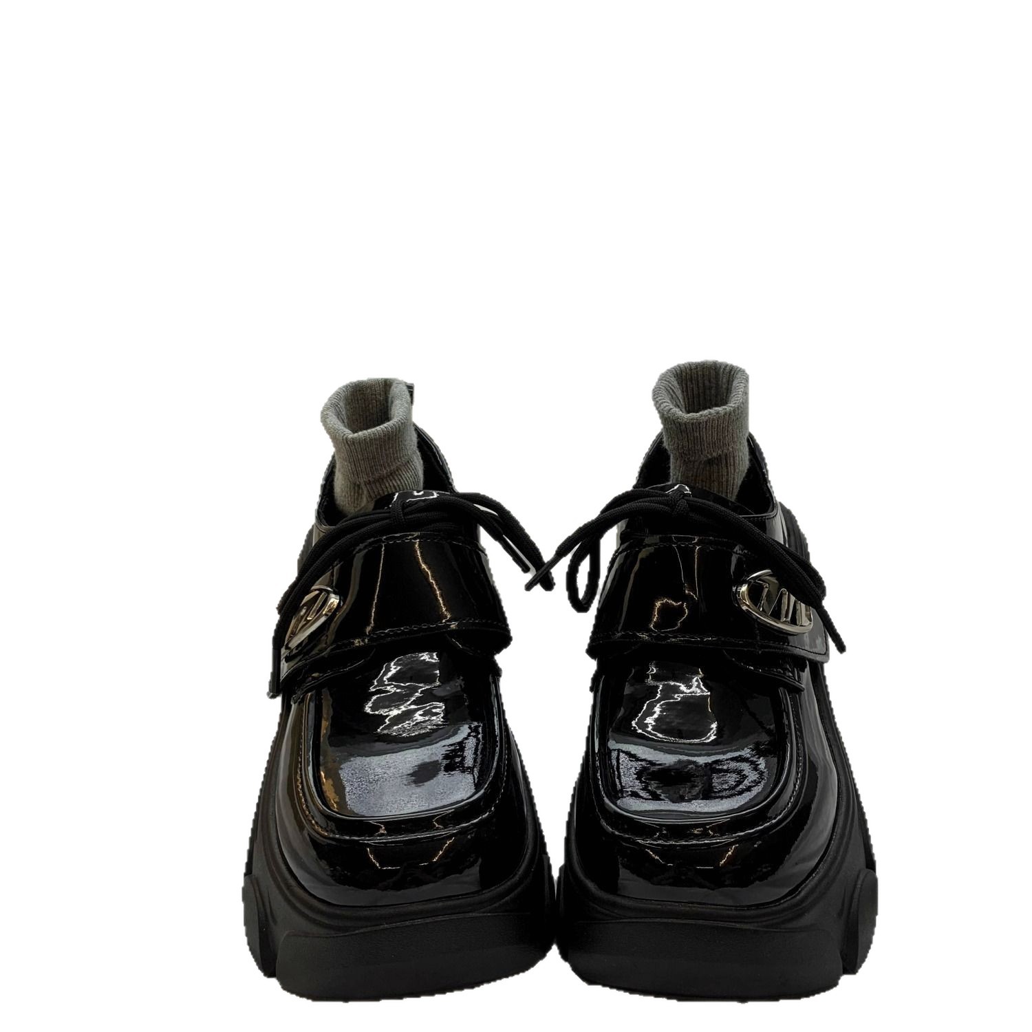Retro nicho de color sólido zapatos de muffin 2026 nuevo velcro casual zapatos de cabeza redonda zapatos de boca profunda zapatos simples