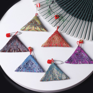 Hot sale red embroidery handmade diy pendant sachet self-sewing material bag brocade bag triangle sachet empty bag