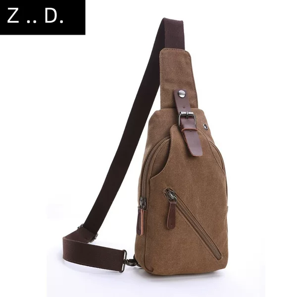 Men's shoulder messenger bag wash canvas chest bag outdoor street leisure canvas chest bag factory wholesale