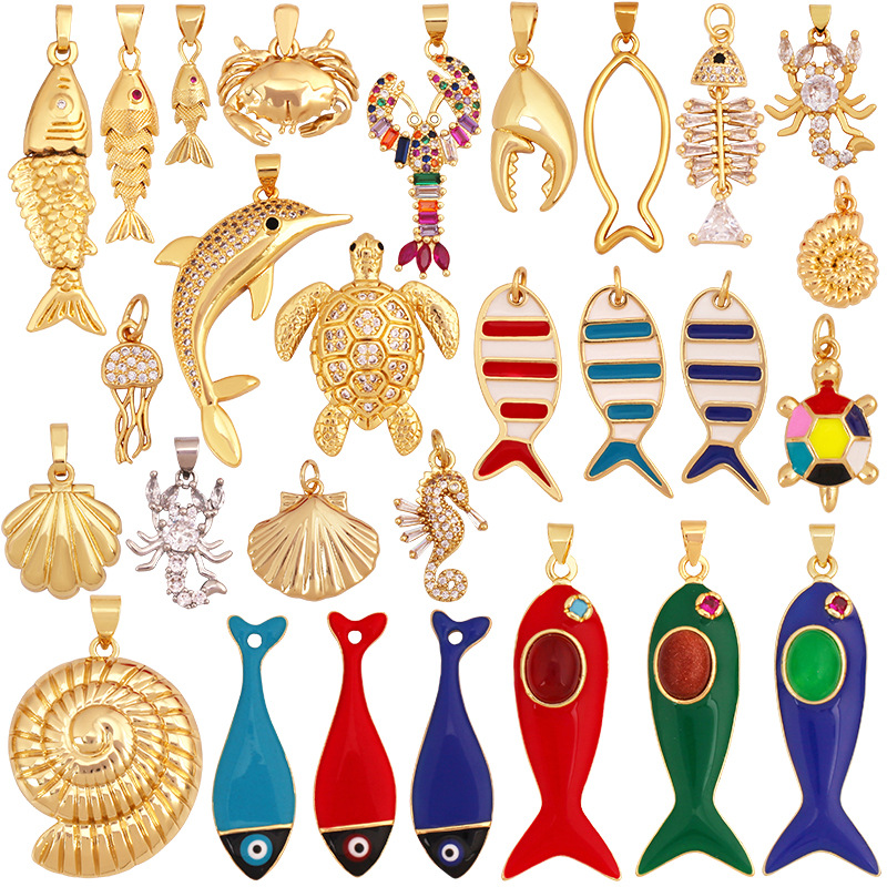 3g Weight Pendant Jewelry Making Type 11*28mm Jewelry Making Size DIY Ornament Accessories Classification 1 Piece Quantity Copper Material Conch, Dolphin, Hippocampus, Fish Pattern All Seasons Season Polished Finish Plating Design Elegant, Sweet Style 1 Piece 11*28mm Copper Conch Dolphin Hippocampus Polished Pendant DIY Ornament Accessories 无