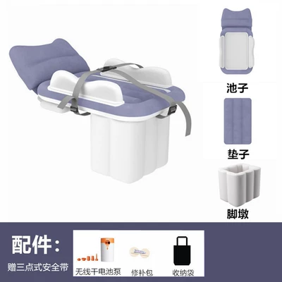 Long-Distance Trains and Vehicles — Vehicle-mounted inflatable bed - new-childrens-single-car-bed-gray-blue-includes-white-orange-dry-battery-round-pump