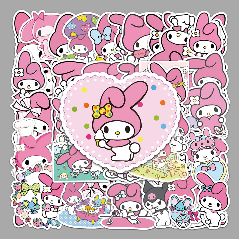 50 new Sanrio melody graffiti cartoon cute waterproof luggage DIY mobile phone shell cup stickers