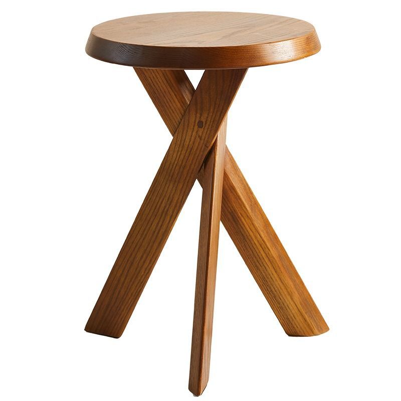 Nordic Ins Solid Wood Sofa Side Table, Low Stool, Small Coffee Table, Simple Round Table Chair, Retro Bedside Storage Rack