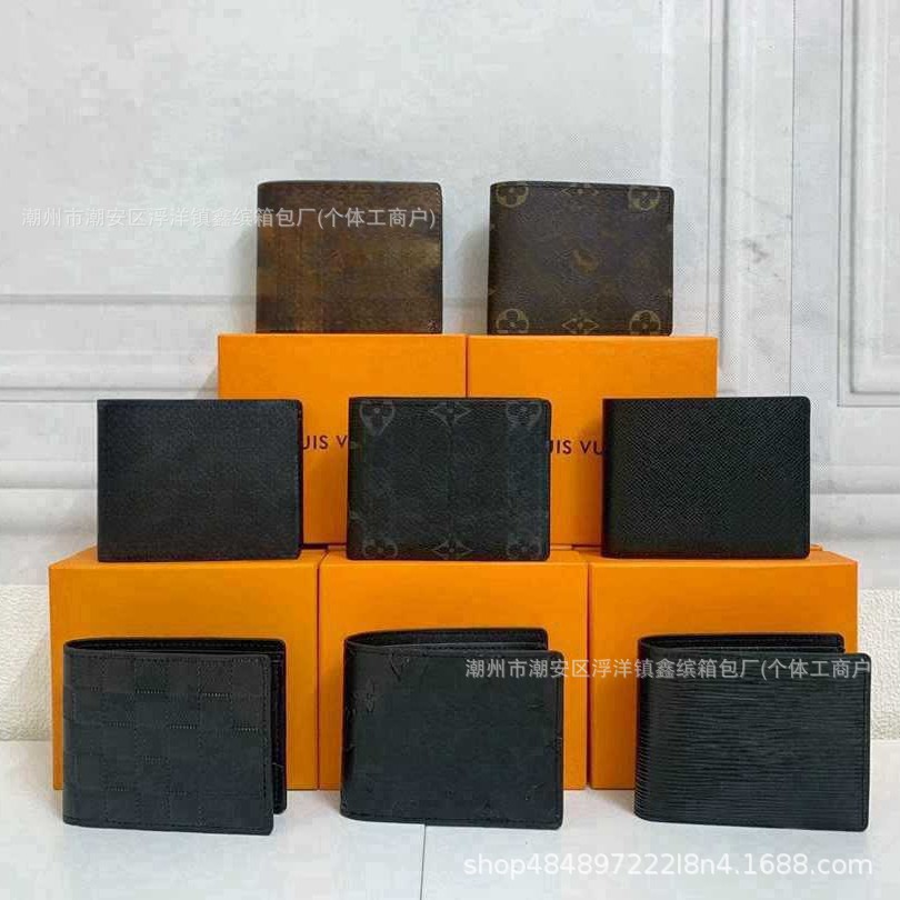 Cartera de moda de hombre transfronteriza europea y americana corta billetera de cuero real plegable para mujeres embalaje de cartera de suministro de comercio exterior Q217