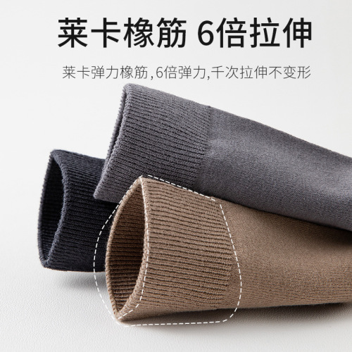  Autumn and Winter Pure Cotton Men's Socks Thickened Anti-odor and Anti-pilling Cotton Socks for Men Solid Color Mid-Tube Socks Individually Packaged
