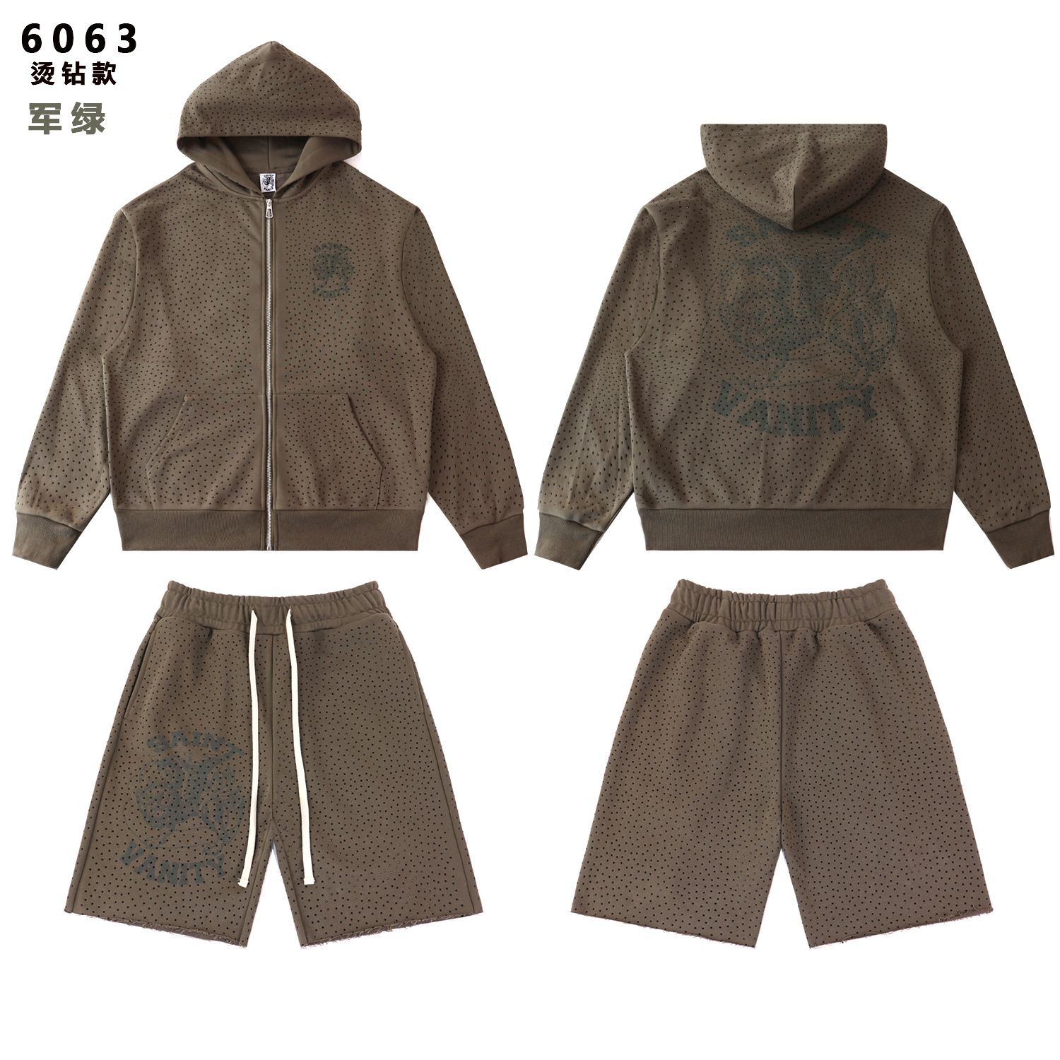 Transfronterizo exclusivo para la marca de marea en stock SAINT VANITY impresión de diamante caliente marca de marea sudadera con capuz cardigan con cremallera sudadera