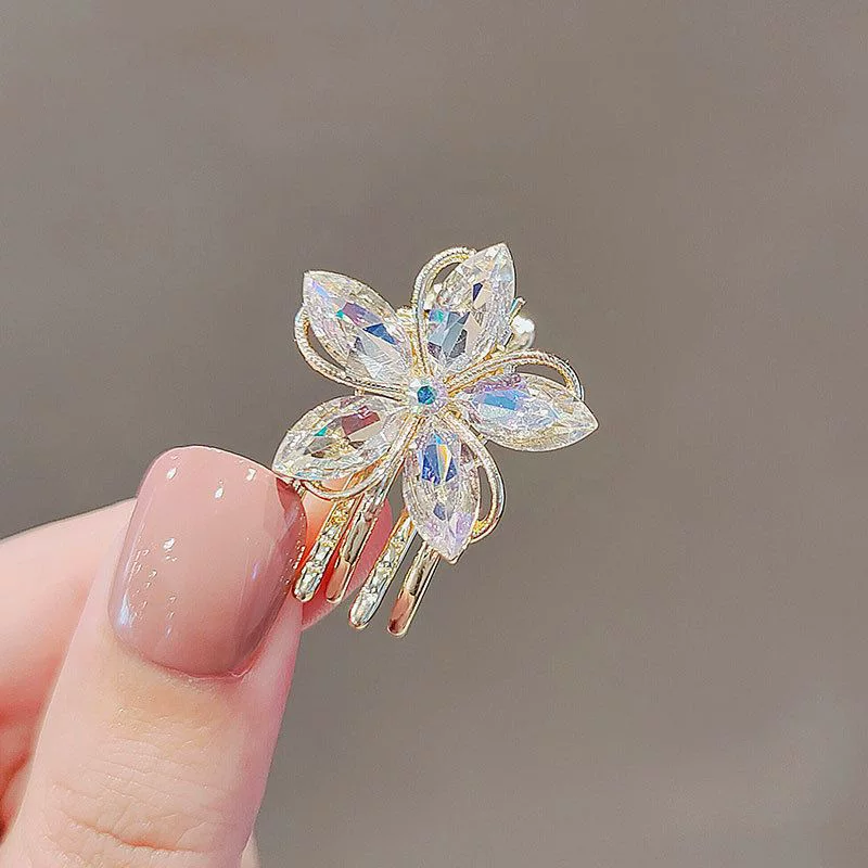 Elegant crab pin, hair accessory, sophisticated bangs, children's cute hairgrip, flowered