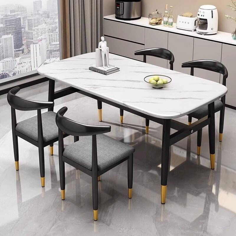 Minimalist dining table and chairs for small apartments, home use, living room, dining chairs with backrest, simple fast-food restaurant, cafeteria dining table and chairs