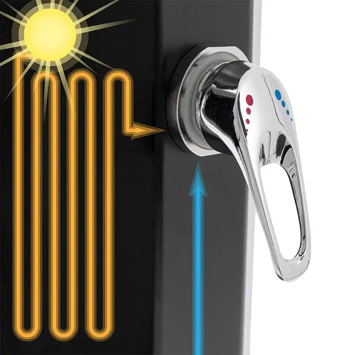 35L fácil montar la ducha solar de la ducha solar negra del patio trasero con el lavado del pie